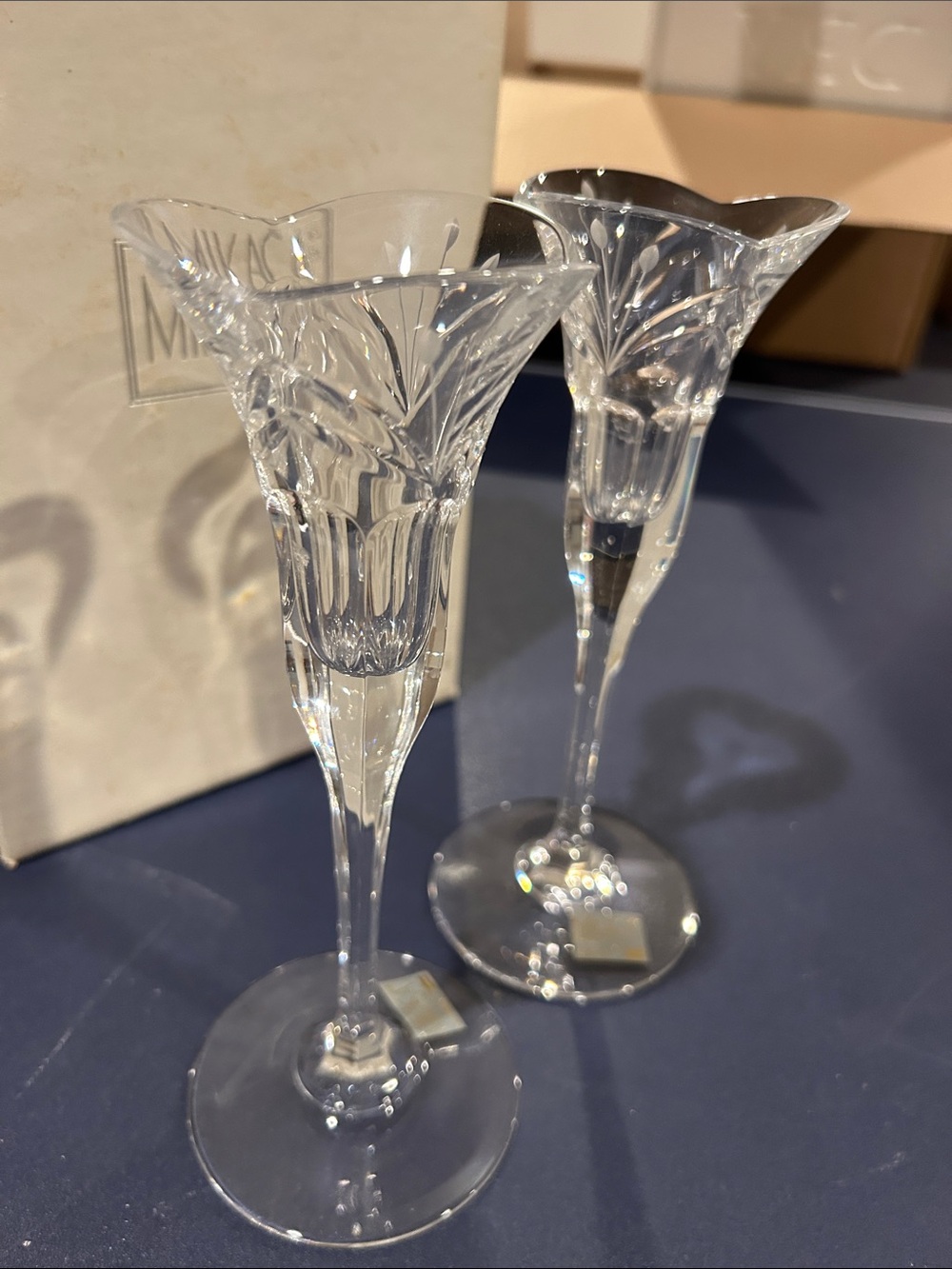 Mikasa Petite Points Candleholder Pair - Clear Glass